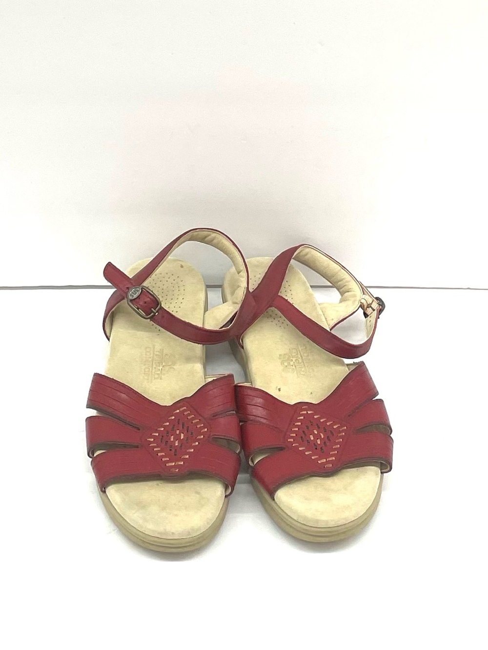 SAS Red Leather Women’s Strappy Sandals
